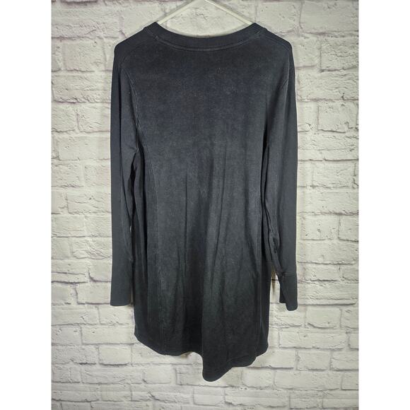 Athleta Women's Long Sleeve Sweatshirt Pockets Distressed Black Comfy Size Large - Picture 3 of 9